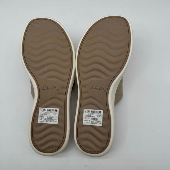 Clarks Cloudsteppers Womens Size 8M Drift Buckle Peach Combine Rose Khaki Slides - Picture 5 of 8